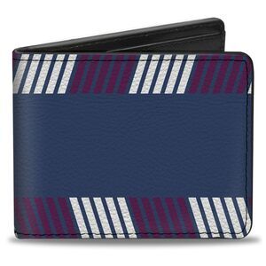 4987 Wallet, Bifold, Hash Mark Stripe Turquoise Fuchsia White, Vegan